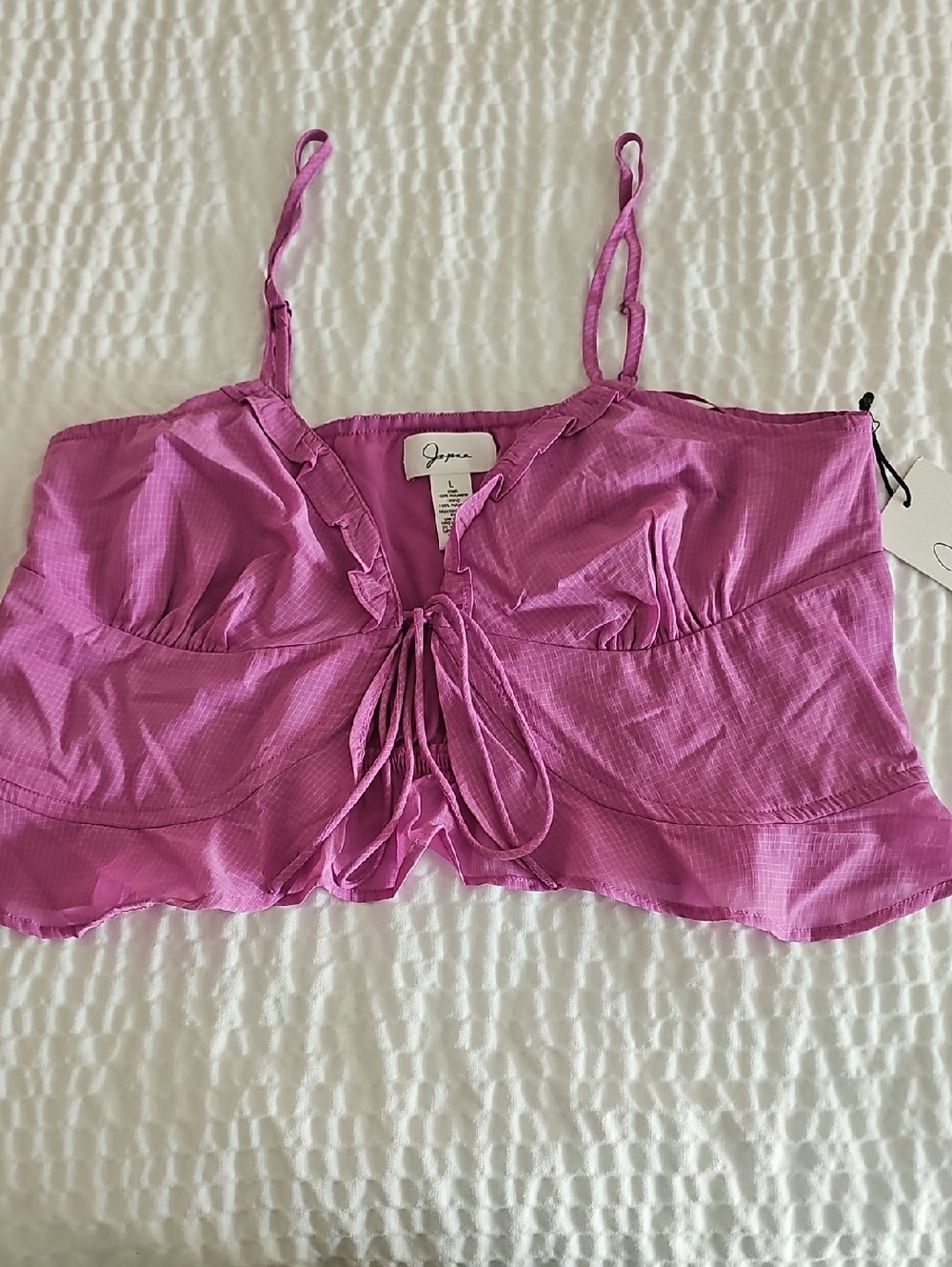 JAPRA Vibrant Pink Tie-Front Spaghetti Strap Camisole LARGE